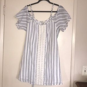 Blue and white striped summer dress